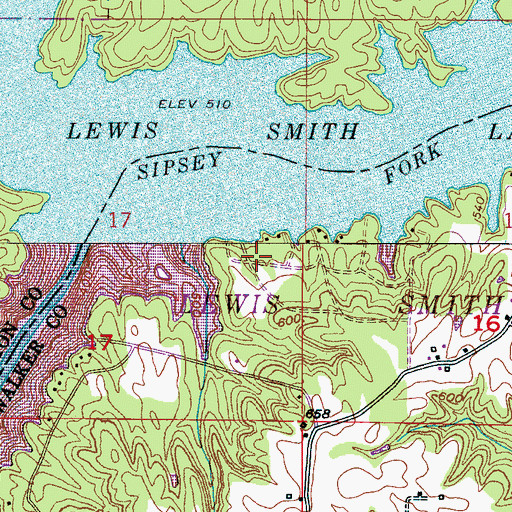 Topographic Map of Lone Oak Subdivision, AL