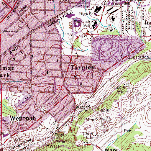 Topographic Map of Ebenezer Baptist Church, AL