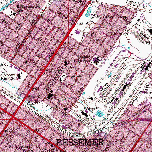 Topographic Map of Beulah Baptist Church, AL
