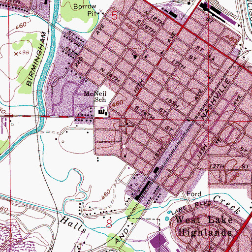 Topographic Map of Bessemer Fire Department Station 5, AL