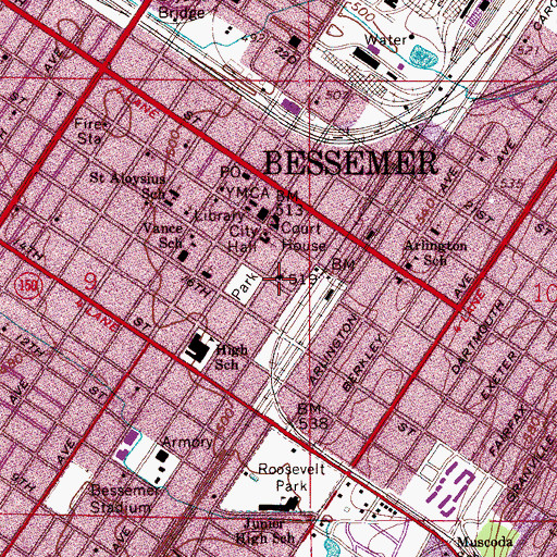 Topographic Map of First Church of God, AL