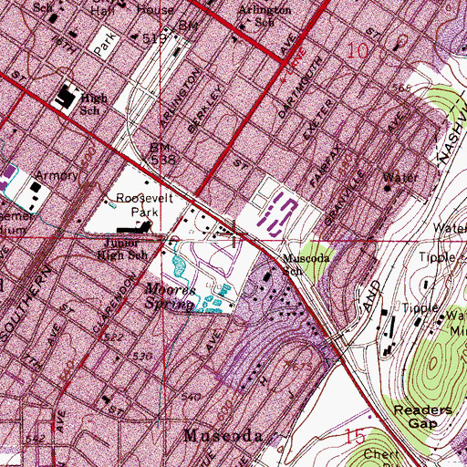 Topographic Map of Greater Fourteenth Street Baptist Church, AL
