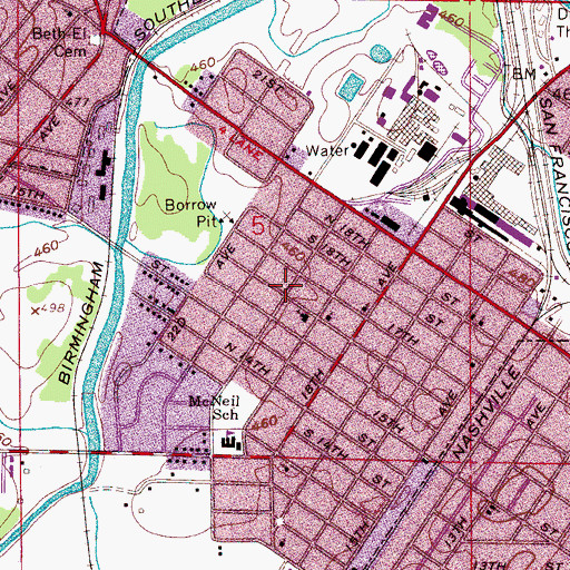 Topographic Map of Greater Sixteenth Street Church of God, AL