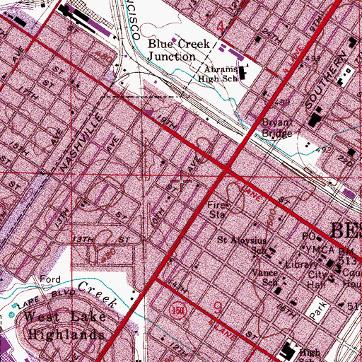 Topographic Map of Greenleaf Baptist Church, AL