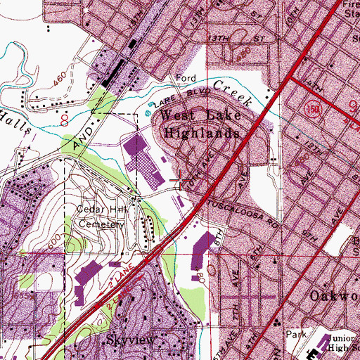Topographic Map of Lakeside Church of Bessemer, AL