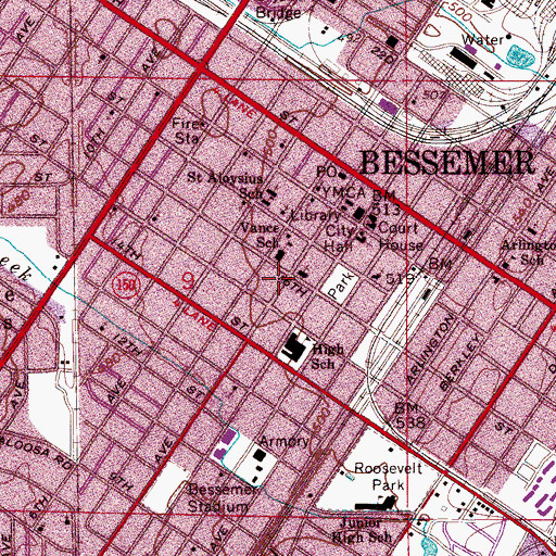 Topographic Map of Metropolitan Baptist Church, AL