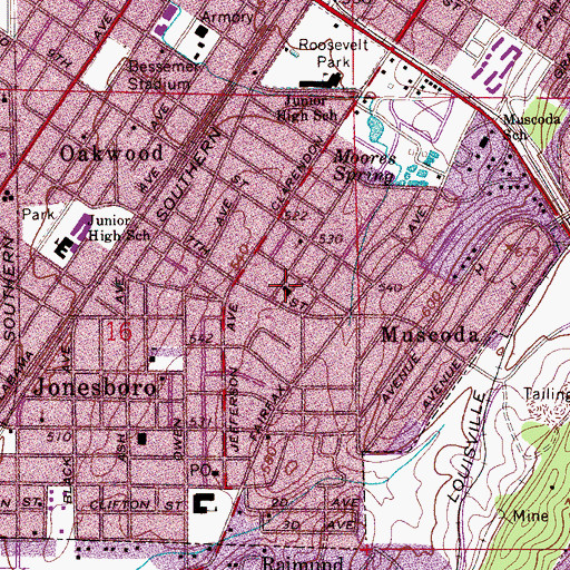 Topographic Map of Seventh Street Baptist Church, AL