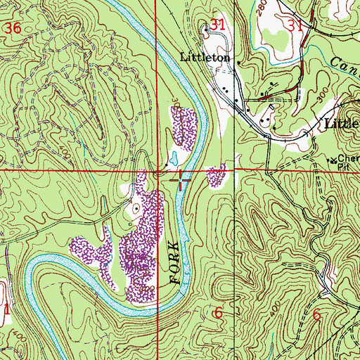 Topographic Map of Littleton Ferry (historical), AL