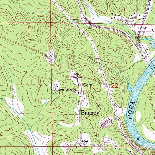 Topographic Map of Barney School (historical), AL