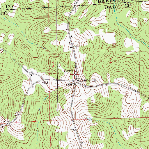 Topographic Map of Peniel Cemetery, AL