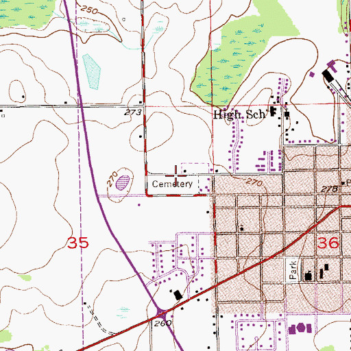 Topographic Map of Hartford City Cemetery, AL
