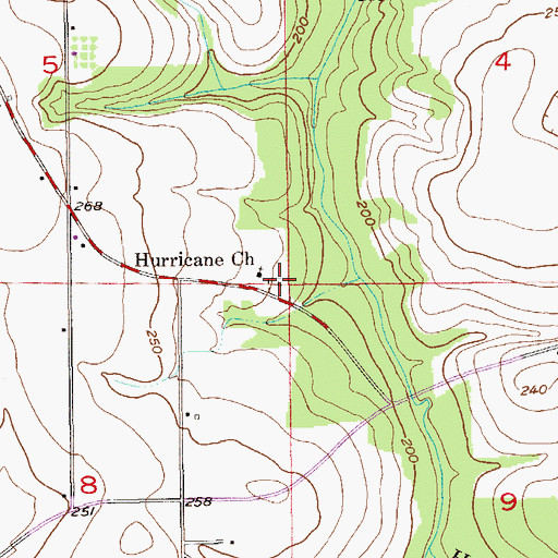 Topographic Map of Hurricane Cemetery, AL