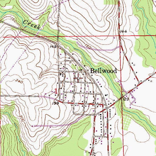 Topographic Map of Bellwood Cemetery, AL