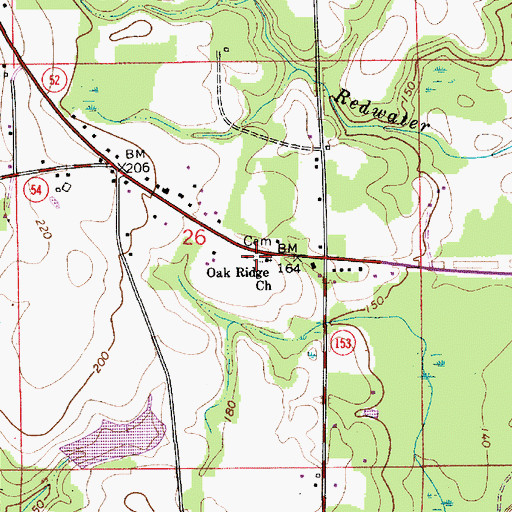Topographic Map of Oak Ridge Cemetery, AL