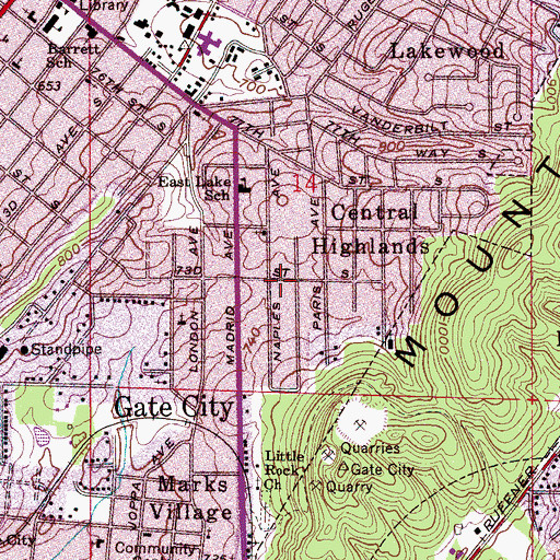 Topographic Map of Faith Mission Holiness Church of God, AL