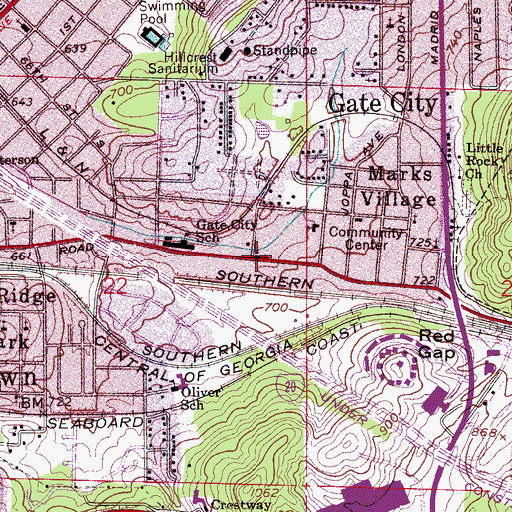 Topographic Map of Gate City Baptist Church, AL
