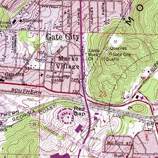 Topographic Map of Gate City Holiness Church, AL