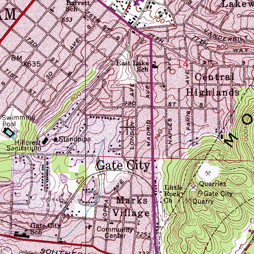 Topographic Map of Guiding Light Church, AL