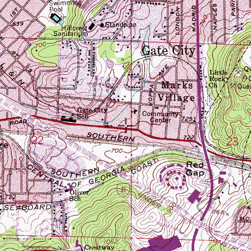 Topographic Map of Holy Rosary Catholic Church, AL