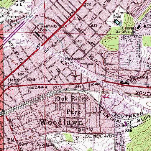 Topographic Map of Metropolitan Community Church, AL
