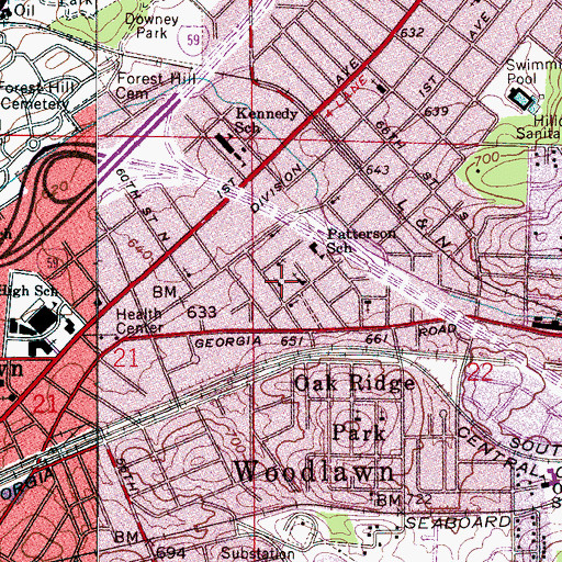 Topographic Map of Woodlawn Deliverance Temple, AL