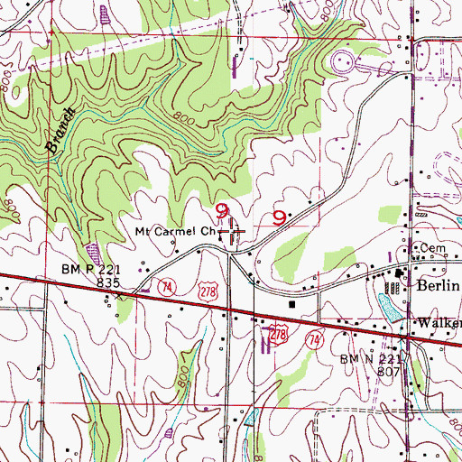 Topographic Map of Mount Carmel Cemetery, AL