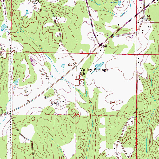 Topographic Map of Valley Springs Cemetery, AL