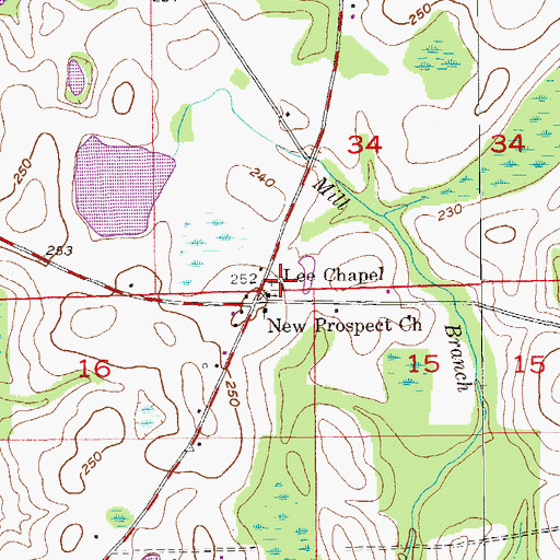 Topographic Map of Lees Chapel Cemetery, AL