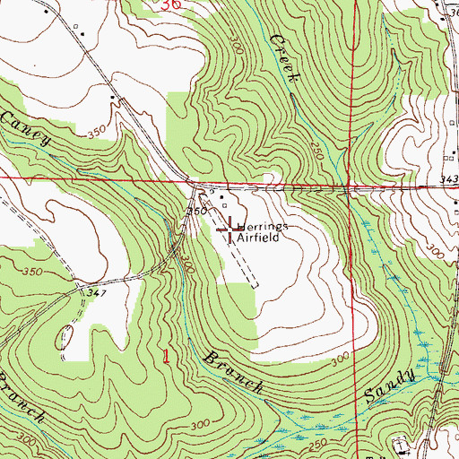 Topographic Map of Herrings Airfield (historical), AL