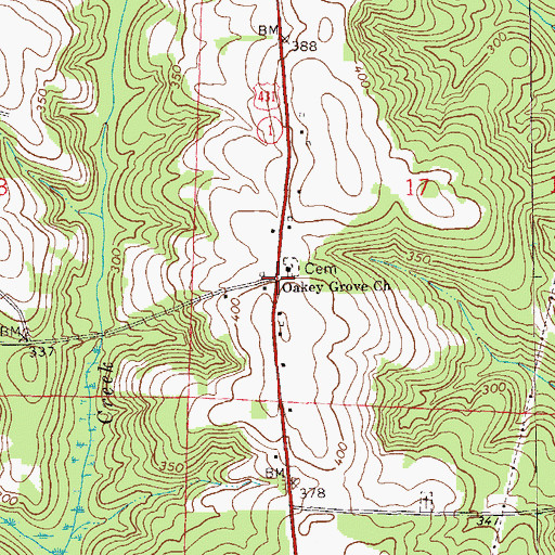 Topographic Map of Oakey Grove, AL