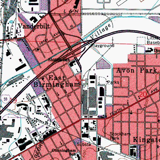 Topographic Map of Beulah Baptist Church (historical), AL