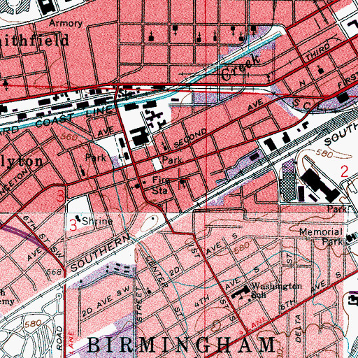 Topographic Map of Broad Street Baptist Church, AL
