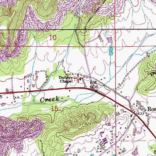 Topographic Map of Daileys Chapel Cemetery, AL