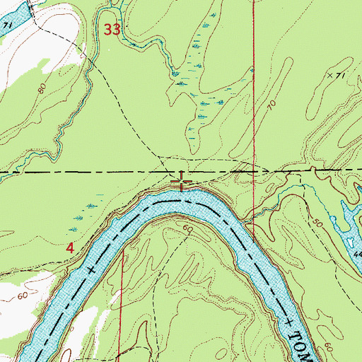 Topographic Map of Cedahoma (historical), AL