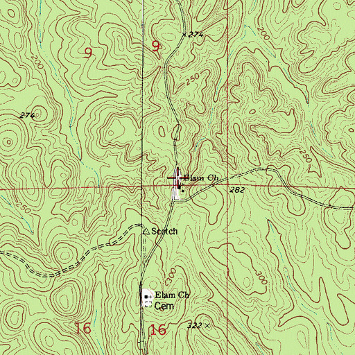 Topographic Map of Elam Cemetery, AL