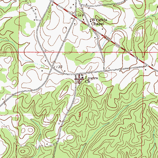 Topographic Map of Lystra Cemetery, AL