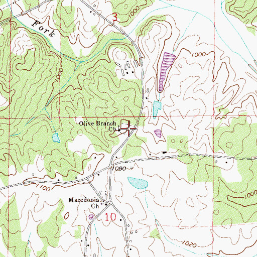 Topographic Map of Olive Branch Cemetery, AL