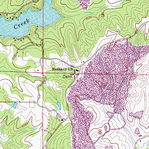 Topographic Map of Bethany Cemetery, AL