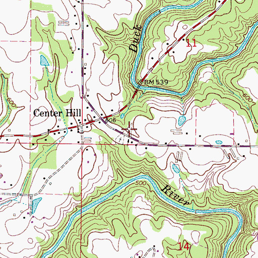 Topographic Map of Center Hill Cemetery, AL