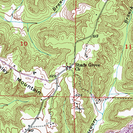 Topographic Map of Shady Grove Cemetery, AL