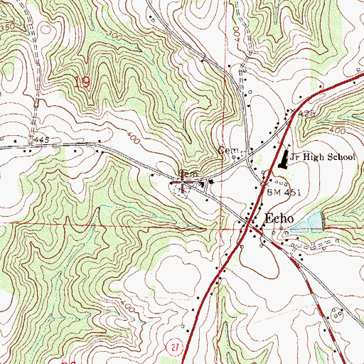 Topographic Map of Echo Cemetery, AL