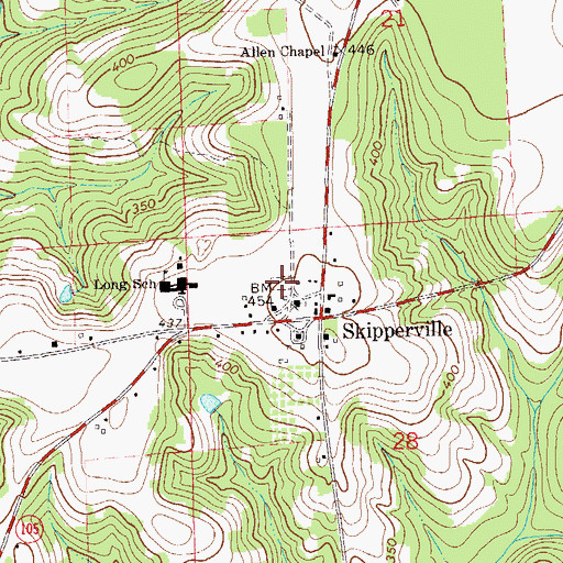 Topographic Map of Skipperville Cemetery, AL