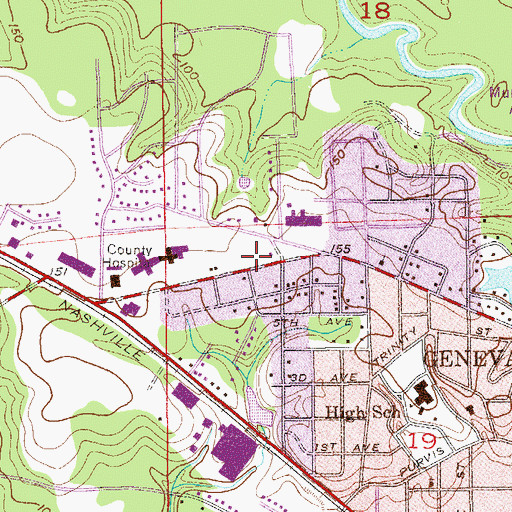 Topographic Map of Westside United Methodist Church, AL
