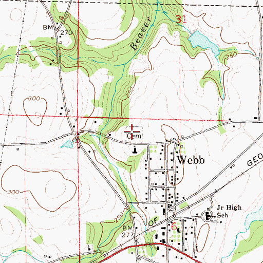 Topographic Map of Webb Cemetery, AL