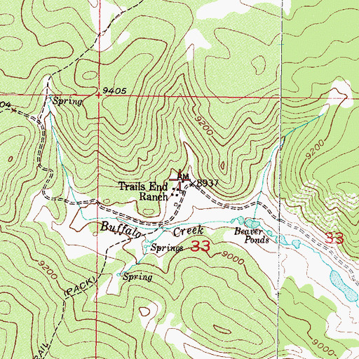 Topographic Map of Trails End Ranch, CO