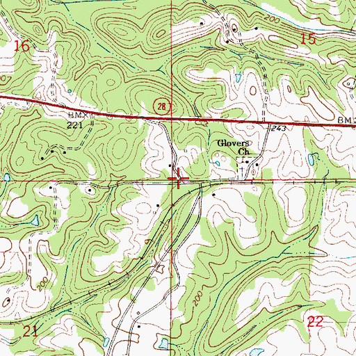 Topographic Map of Wootens (historical), AL