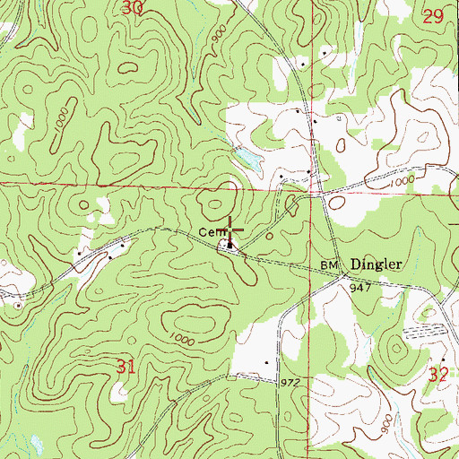 Topographic Map of Dinglers Chapel Cemetery, AL