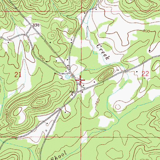 Topographic Map of Gibsonville School (historical), AL