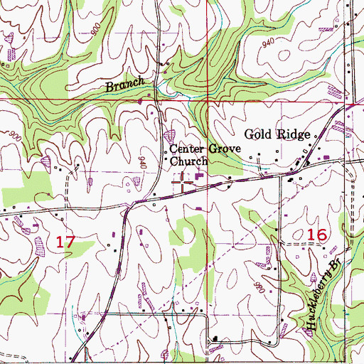 Topographic Map of Center Grove Cemetery, AL