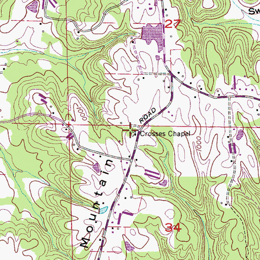 Topographic Map of Crosses Chapel Cemetery, AL